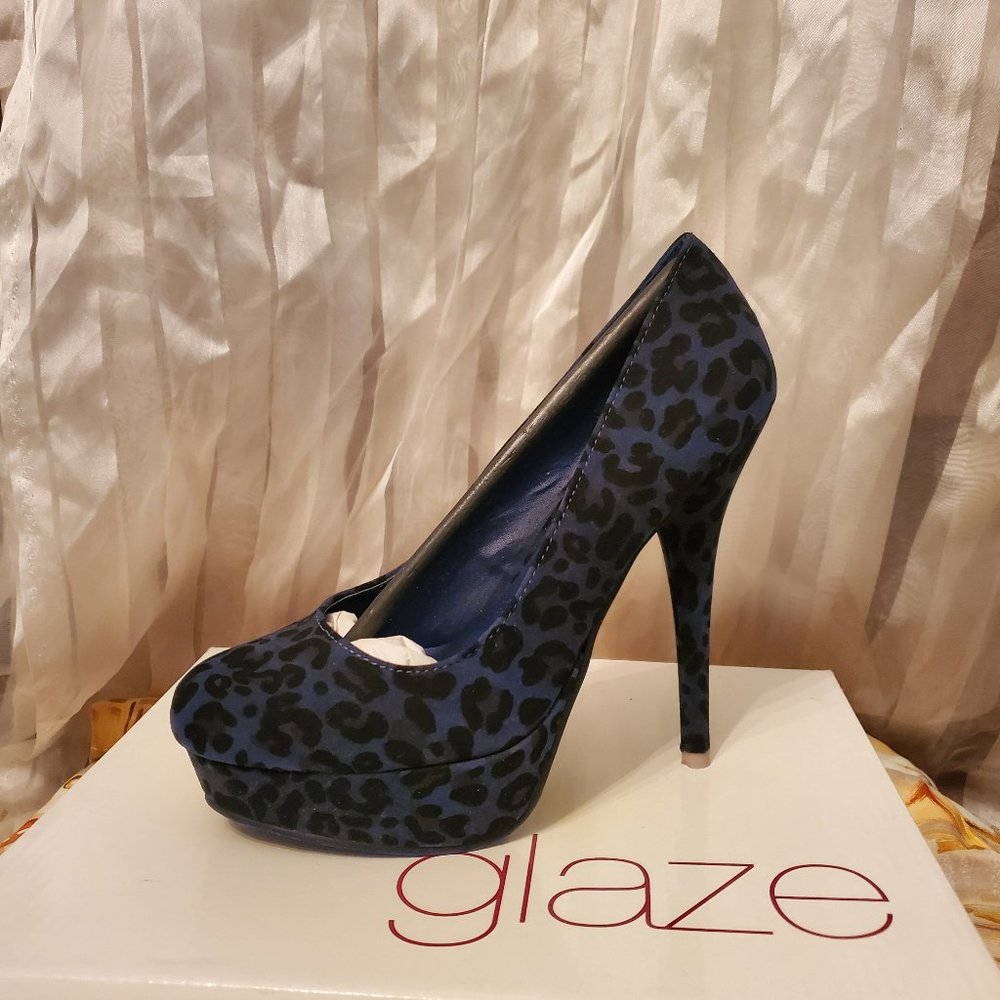 Blue Leopard heels